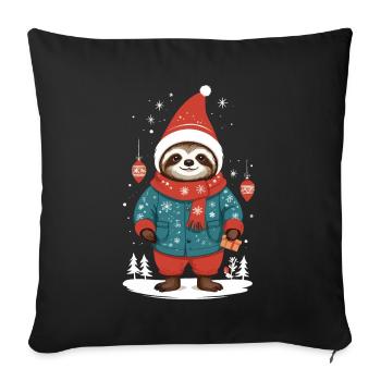 Cozy Christmas sloth in winter forest - Sofa pillowcase 17,3'' x 17,3'' (45 x 45 cm) - black - Front