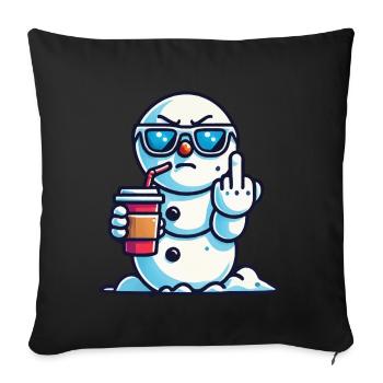 Bonhomme de neige cool avec déclaration - Housse de coussin décorative 45 x 45 cm - noir - Devant