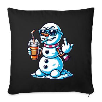 Bonhomme de neige cool avec doigt d’honneur - Housse de coussin décorative 45 x 45 cm - noir - Devant