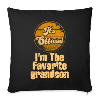 C'est officiel, je suis le petit-fils préféré - Housse de coussin décorative 45 x 45 cm - noir - Devant