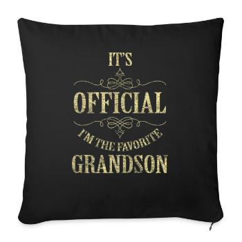C'est officiel, je suis le petit-fils préféré - Housse de coussin décorative 45 x 45 cm - noir - Devant