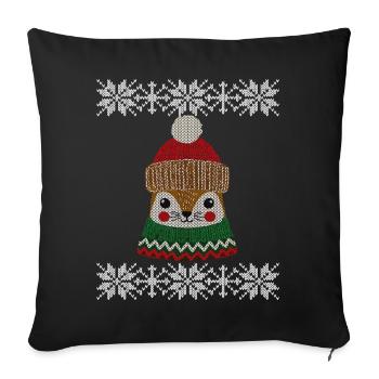 Cute Winter Squirrel with Hat Knitted Look - Sofa pillowcase 17,3'' x 17,3'' (45 x 45 cm) - black - Front