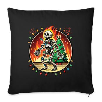 Squelette de Noël enflammé Accident de vacances - Housse de coussin décorative 45 x 45 cm - noir - Devant