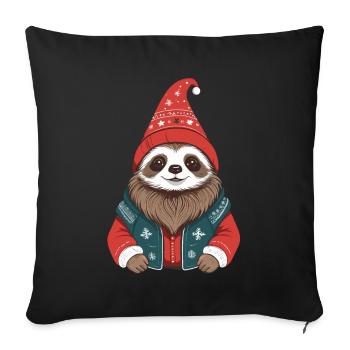 Cozy cute Christmas sloth - Sofa pillowcase 17,3'' x 17,3'' (45 x 45 cm) - black - Front