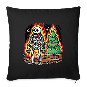 Squelette de Noël avec des guirlandes lumineuses - Housse de coussin décorative 45 x 45 cm - noir - Devant