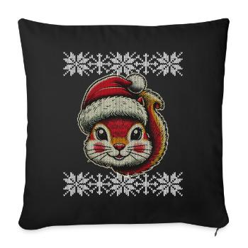 Cute Christmas squirrel with hat - Sofa pillowcase 17,3'' x 17,3'' (45 x 45 cm) - black - Front