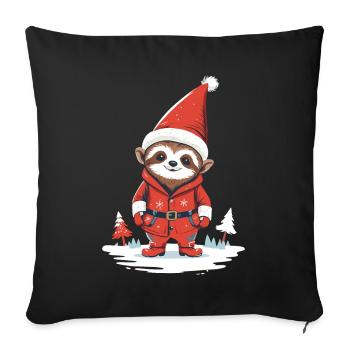 Fauler Weihnachtsmann Faultier Illustration - Sofakissenbezug 45 x 45 cm - Schwarz - Vorne