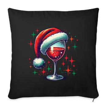 Plaisir du vin de Noël avec splendeur - Housse de coussin décorative 45 x 45 cm - noir - Devant