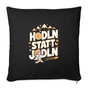 Hodln au lieu de yodel – Design crypto-alpin amusant - Housse de coussin décorative 45 x 45 cm - noir - Devant