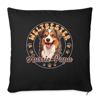 Australian Shepherd Blue Merle Groovy Aussie Dad - Sofa pillowcase 17,3'' x 17,3'' (45 x 45 cm) - black - Front