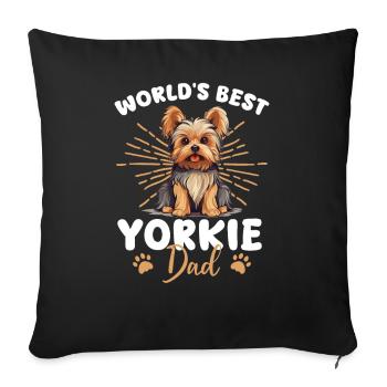 Yorkshire Terrier Chien Yorkie Dad - Housse de coussin décorative 45 x 45 cm - noir - Devant