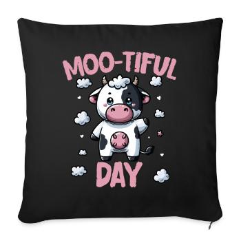 Vous êtes Moo-tiful, Mignon Amoureux des vaches drôle - Housse de coussin décorative 45 x 45 cm - noir - Devant