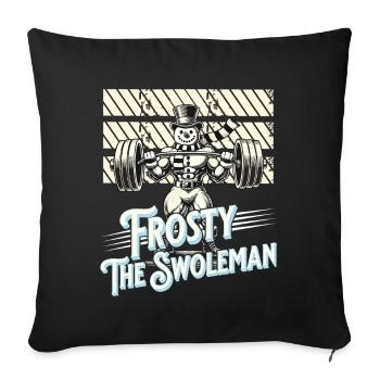 Frosty the Swoleman Snowman Winter Fitness - Sofa pillowcase 17,3'' x 17,3'' (45 x 45 cm) - black - Front