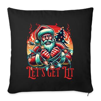 Plaisir de Noël avec le motif Let’s Get Lit - Housse de coussin décorative 45 x 45 cm - noir - Devant
