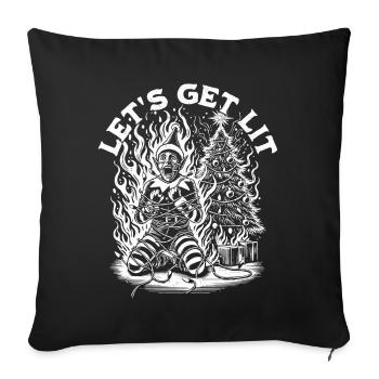 Allumons la célébration de Noël des elfes de Noël - Housse de coussin décorative 45 x 45 cm - noir - Devant