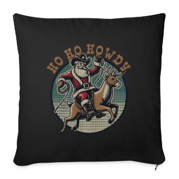 Santa Claus cowboy style ho ho howdy knit look - Sofa pillowcase 17,3'' x 17,3'' (45 x 45 cm) - black - Front