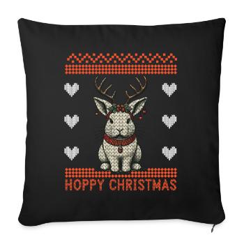 Hoppy Christmas Funny Christmas Rabbit - Sofa pillowcase 17,3'' x 17,3'' (45 x 45 cm) - black - Front