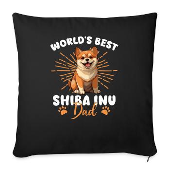 Shiba Inu Groovy Shiba Dad - Sofa pillowcase 17,3'' x 17,3'' (45 x 45 cm) - black - Front