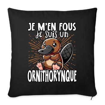Je m'en fous je suis un ornithorynque - süßes - Sofakissenbezug 45 x 45 cm - Schwarz - Vorne