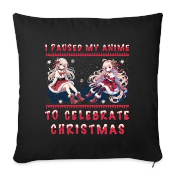 Kawaii Girl Anime Christmas Break to Celebrate - Sofa pillowcase 17,3'' x 17,3'' (45 x 45 cm) - black - Front