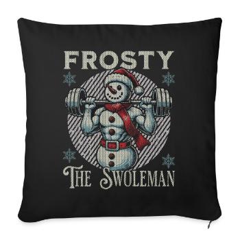 Frosty The Muscle Man Bonhomme de neige Fitness - Housse de coussin décorative 45 x 45 cm - noir - Devant