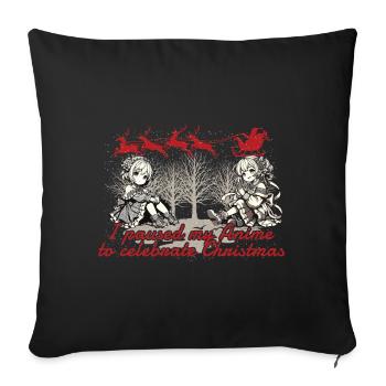 Style Kawaii de Noël animé - Housse de coussin décorative 45 x 45 cm - noir - Devant