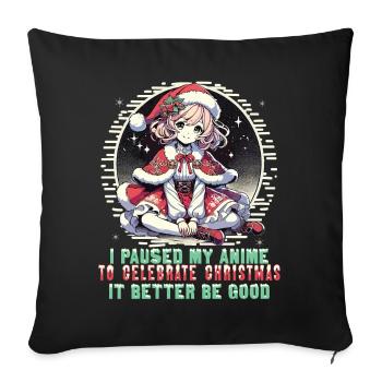 Kawaii Anime Christmas Break Celebrations - Sofa pillowcase 17,3'' x 17,3'' (45 x 45 cm) - black - Front