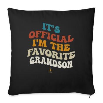 C’est officiel Je suis le petit-fils préféré - Housse de coussin décorative 45 x 45 cm - noir - Devant