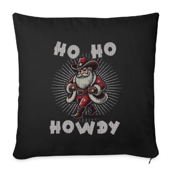 Ho Ho Howdy Cowboy Père Noël - Housse de coussin décorative 45 x 45 cm - noir - Devant