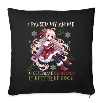 Je mets mon anime en pause pour Noël - Housse de coussin décorative 45 x 45 cm - noir - Devant