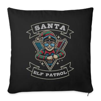 Fête de patrouille du Père Noël à rayures des elfes des elfes de Noël - Housse de coussin décorative 45 x 45 cm - noir - Devant