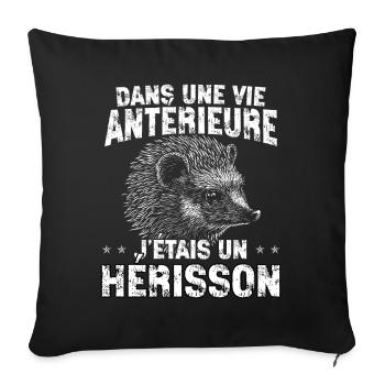 Dans une vie antérieure, j'étais un hérisson - - Sofa pillowcase 17,3'' x 17,3'' (45 x 45 cm) - black - Front