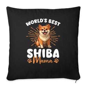 Shiba Inu Groovy Shiba Mama - Sofa pillowcase 17,3'' x 17,3'' (45 x 45 cm) - black - Front