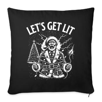 Père Noël drôle choc électrique amusant - Housse de coussin décorative 45 x 45 cm - noir - Devant