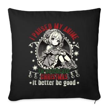 Anime et Noël liés avec humour - Housse de coussin décorative 45 x 45 cm - noir - Devant