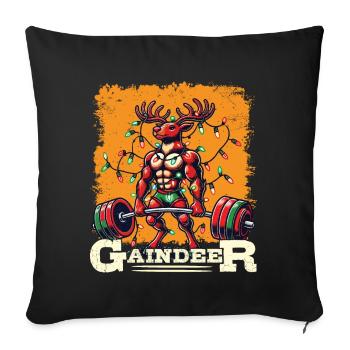 weWeihnachtlicher Gaindeer Muskelprotz Gym Humor - Sofakissenbezug 45 x 45 cm - Schwarz - Vorne
