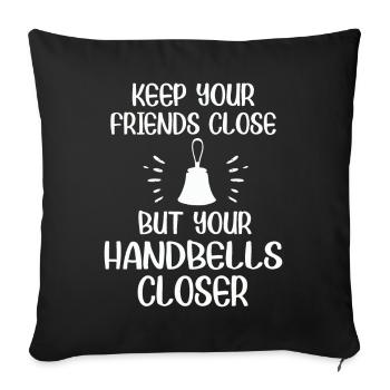 Chorale Instrument de musique Cloche à main Chorale - Housse de coussin décorative 45 x 45 cm - noir - Devant
