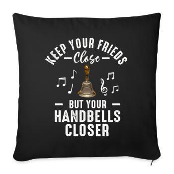 Chorale Instrument de musique Cloche à main Chorale - Housse de coussin décorative 45 x 45 cm - noir - Devant