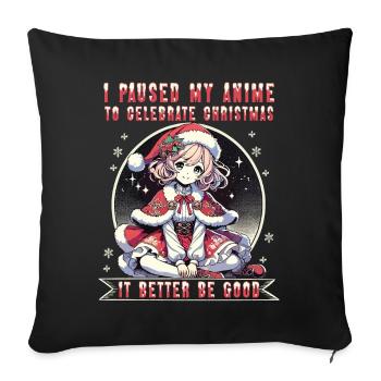 Kawaii Anime Break for Christmas Celebrations Motif - Sofa pillowcase 17,3'' x 17,3'' (45 x 45 cm) - black - Front