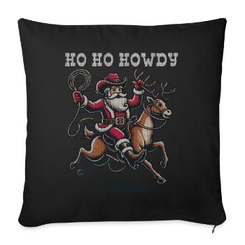 Ambiance de cow-boy de Noël avec le Père Noël - Housse de coussin décorative 45 x 45 cm - noir - Devant