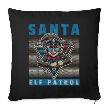Patrouille du Père Noël Joyeux Noël - Housse de coussin décorative 45 x 45 cm - noir - Devant