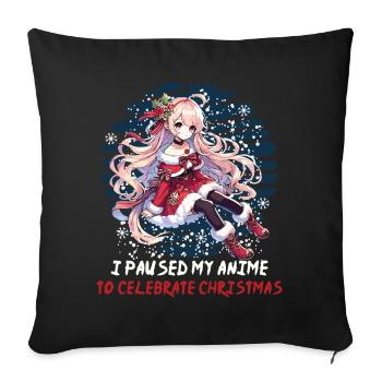 Pause anime pour la joie de Noël - Housse de coussin décorative 45 x 45 cm - noir - Devant