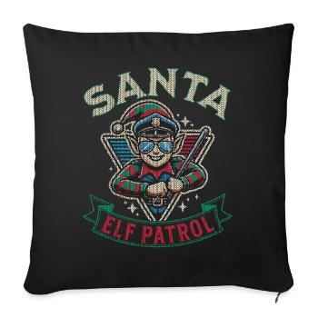 Père Noël Patrouille Humour de Noël - Housse de coussin décorative 45 x 45 cm - noir - Devant