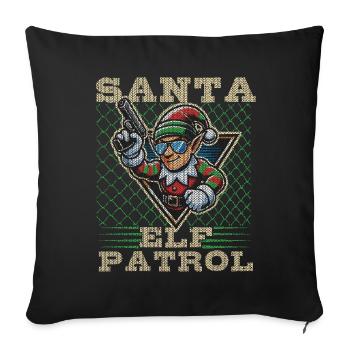 Santa Elf Patrol Christmas Fun - Sofa pillowcase 17,3'' x 17,3'' (45 x 45 cm) - black - Front