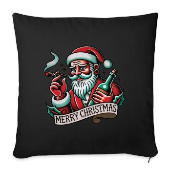 Joyeux Noël Tatouage Style Père Noël - Housse de coussin décorative 45 x 45 cm - noir - Devant