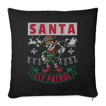 Funny Santa Elf Patrol Christmas Group Team - Sofa pillowcase 17,3'' x 17,3'' (45 x 45 cm) - black - Front
