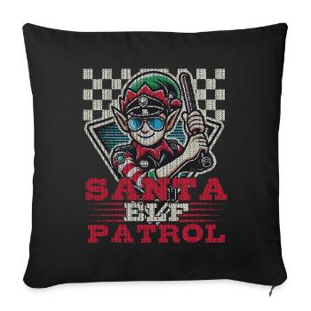 Père Noël Patrouille Elfe Drôle Groupe de Lutins de Noël - Housse de coussin décorative 45 x 45 cm - noir - Devant