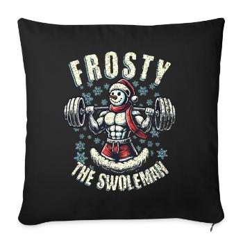 Frosty the Swoleman Schneemann Fitness - Sofakissenbezug 45 x 45 cm - Schwarz - Vorne
