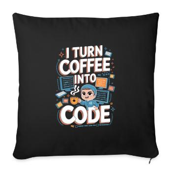 Café et Code – Conception de programmeur amusant - Housse de coussin décorative 45 x 45 cm - noir - Devant