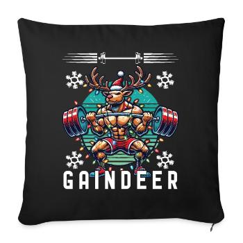 Muscle Renne Noël Fitness - Housse de coussin décorative 45 x 45 cm - noir - Devant